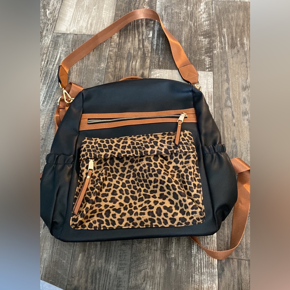 Black/Cheetah Print backpack/ purse